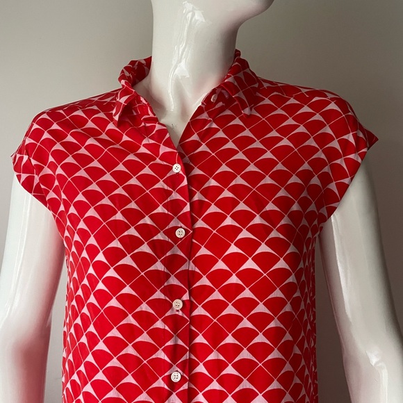 Club Monaco Silk Sleeveless Shirt Dress Red - Picture 4 of 8